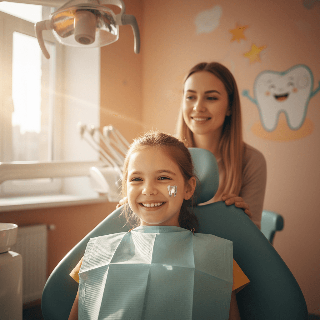 Happy child patient after successful dental treatment